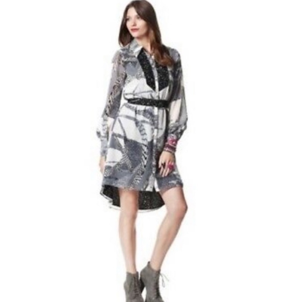 Kirna Zabete For Target Women's Black/Gray Abstract Stars High-Low Dress Size M